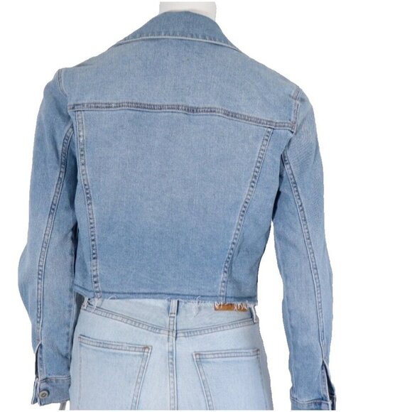 Hollister Women's Size XS Blue Jean Jacket Cropped Distressed Denim Jacket NWT - Picture 5 of 8
